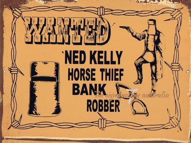 HORSE THIEF BANK ROBBER Rustic Look Vintage Tin Metal Sign Man Cave, Shed-Garage and Bar