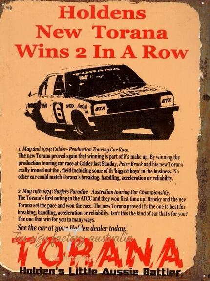 HOLDEN NEW TORANA Rustic Look Vintage Tin Metal Sign Man Cave, Shed-Garage and Bar - Tin Sign Factory Australia