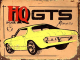 HQ GTS MONARO Rustic Look Vintage Tin Metal Sign Man Cave, Shed-Garage and Bar