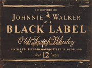 JOHNNIE WALKER BLACK LABEL Rustic Look Vintage Tin Metal Sign Man Cave, Shed-Garage and Bar