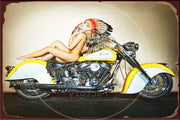 INDIAN-LADY PINUP Rustic Look Vintage Shed-Garage and Bar Man Cave Tin Metal Sign