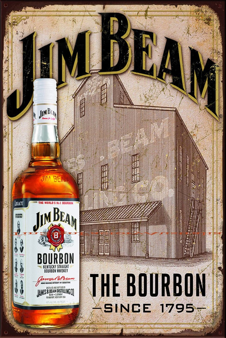JIM BEAM-THE BOURBON Vintage Retro Rustic Garage Man Cave Metal Sign