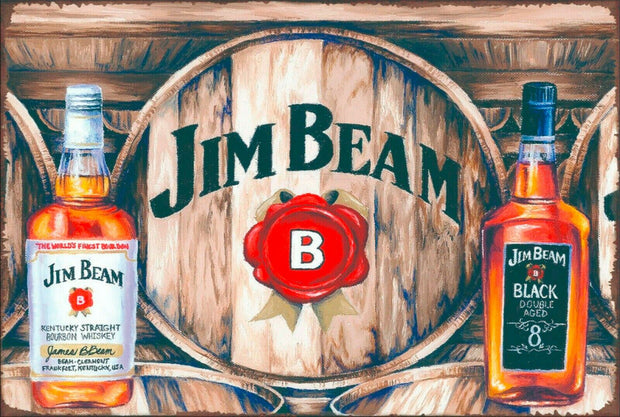 Jim beam black white bottles Rustic Look Tin Metal Sign Man Cave Quality Handmade