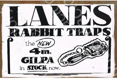 Lanes Rabbit 4M Gilpa Trap rustic metal sign