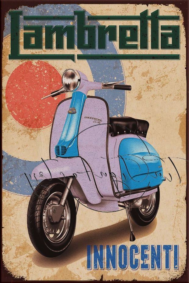 LAMBRETTA INNOCENTI Retro/ Vintage Tin Metal Sign Man Cave, Wall Home Décor, Shed-Garage, and Bar