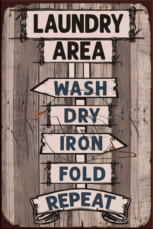 LAUNDRY AREA Retro/ Vintage Tin Metal Sign Man Cave, Wall Home Décor, Shed-Garage, and Bar