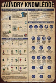 LAUNDRY KNOWLEDGE Retro/ Vintage Tin Metal Sign Man Cave, Wall Home Décor, Shed-Garage, and Bar