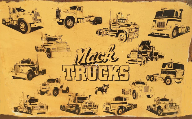 MACK TRUCKS 2 Rustic Look Vintage Tin Metal Sign Man Cave, Shed-Garage, and Bar