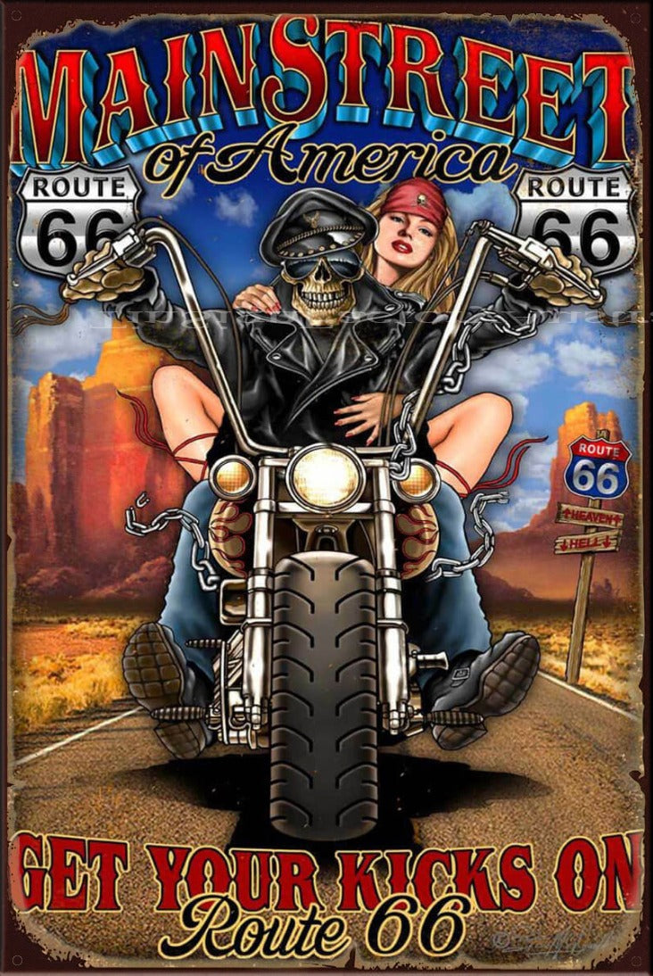 MAINSTREET ROUTE 66 Vintage Retro Rustic Garage Man Cave Metal Sign