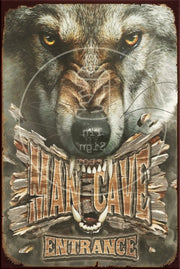 MAN CAVE ENTRANCE Rustic Look Vintage Shed-Garage and Bar Man Cave Tin Metal Sign