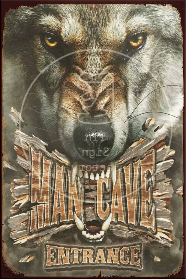 MAN CAVE ENTRANCE Rustic Look Vintage Shed-Garage and Bar Man Cave Tin Metal Sign