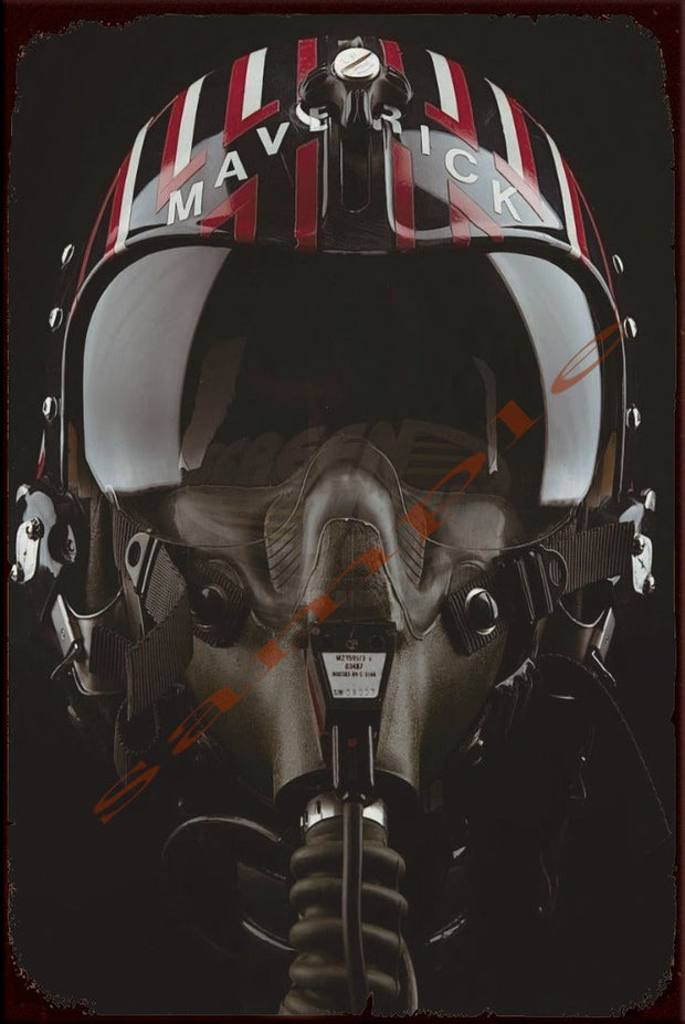 MAVERICK HELMET Retro/ Vintage Wall Home Décor, Shed-Garage and Bar Tin Metal Sign