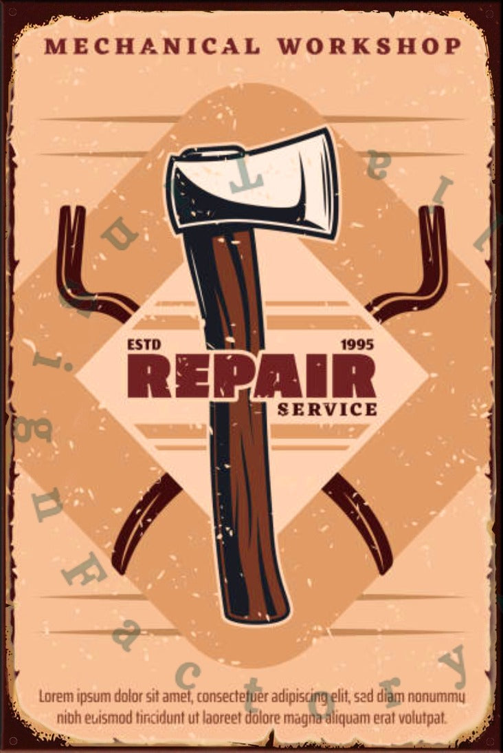 MECHANICAL SERVICE Rustic Look Vintage Shed-Garage and Bar Man Cave Tin Metal Sign