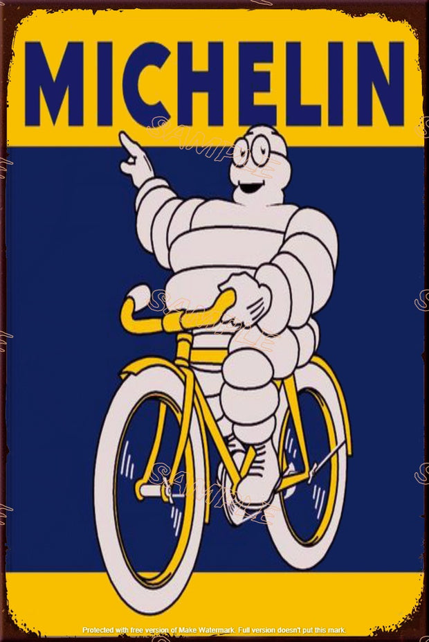 MICHELIN ON BIKE Retro/ Vintage Tin Metal Sign Man Cave, Wall Home Décor, Shed-Garage, and Bar