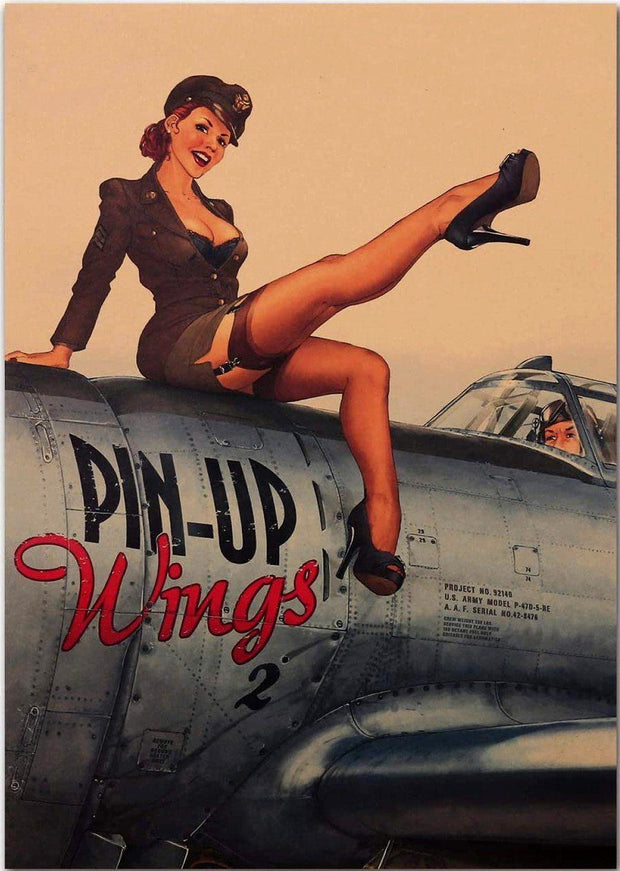 MILITARY PIN UP WINGS 2 Retro/ Vintage Tin Metal Sign Man Cave, Wall Home Decor, Shed-Garage, and Bar