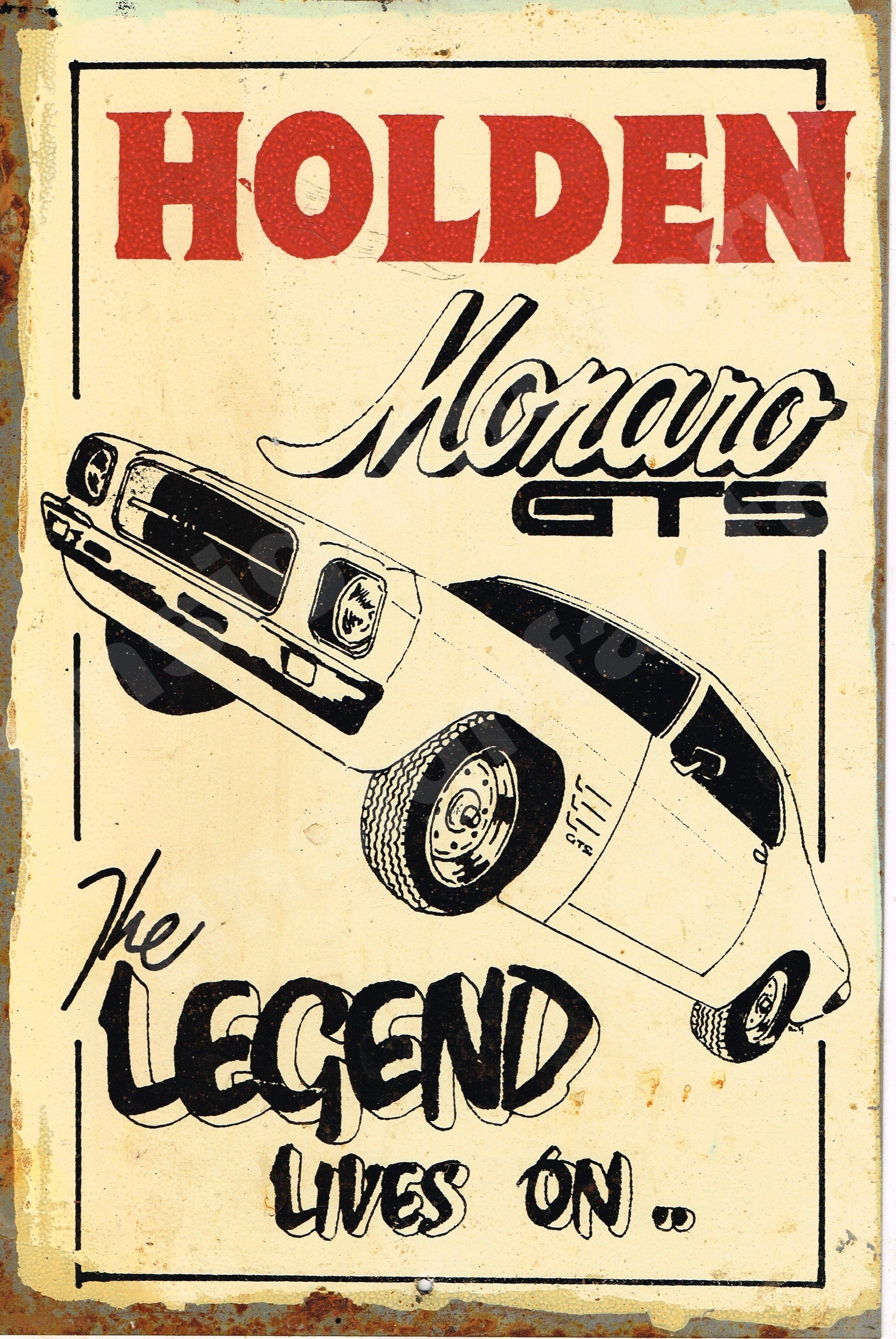 Holden Monaro The Legend Rustic Look Vintage Tin Metal Sign Man Cave, Shed-Garage & Bar Sign metal sign - Tin Sign Factory Australia
