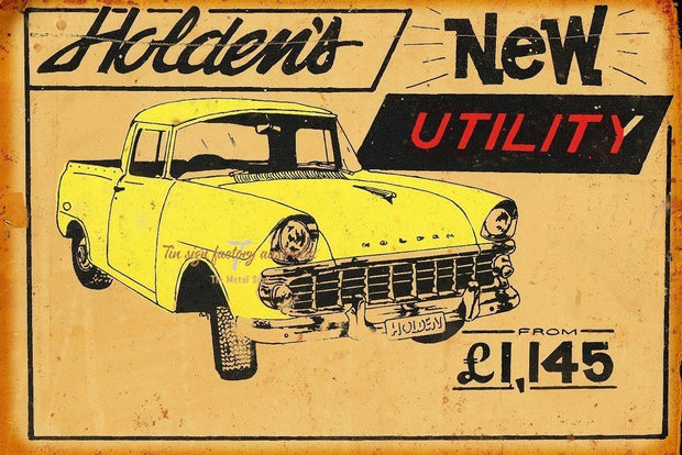 HOLDEN'S NEW UTILITY Rustic Look Vintage Tin Metal Sign Man Cave, Shed-Garage and Bar