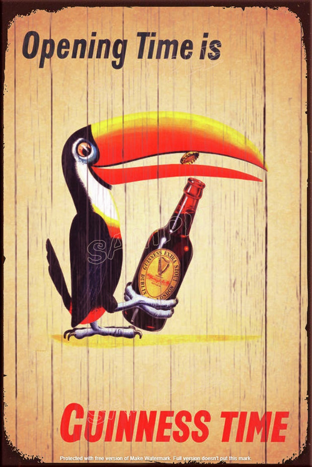 OPENING GUINNESS TIME Retro/ Vintage Tin Metal Sign Man Cave, Wall Home Décor, Shed-Garage, and Bar