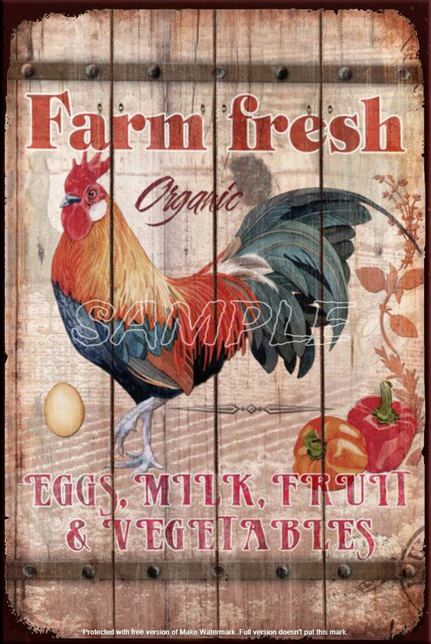 ORGANIC FRESH Retro/ Vintage Tin Metal Sign Man Cave, Wall Home Décor, Shed-Garage, and Bar