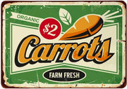 ORGANIC FARM FRESH CARROTS Retro/ Vintage Tin Metal Sign Man Cave, Wall Home Decor, Shed-Garage, and Bar