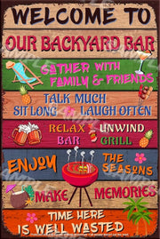 OUR BACKYARD YARD Retro/ Vintage Tin Metal Sign Man Cave, Wall Home Décor, Shed-Garage, and Bar