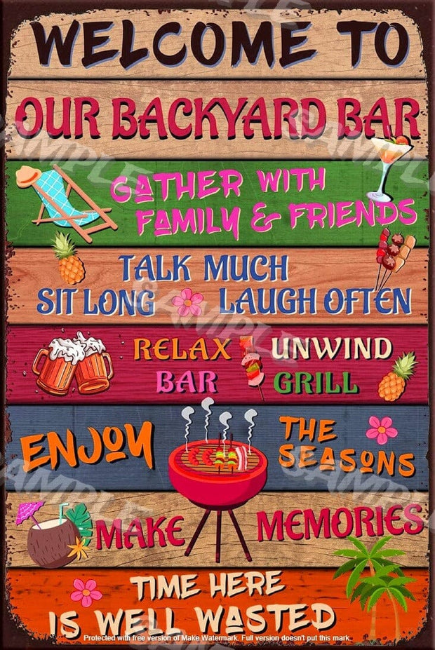 OUR BACKYARD YARD Retro/ Vintage Tin Metal Sign Man Cave, Wall Home Décor, Shed-Garage, and Bar