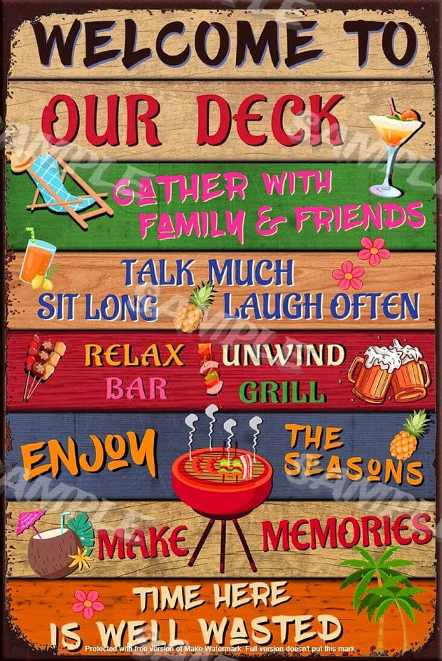 OUR DECK Retro/ Vintage Tin Metal Sign Man Cave, Wall Home Décor, Shed-Garage, and Bar