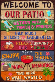 OUR PATIO Retro/ Vintage Tin Metal Sign Man Cave, Wall Home Décor, Shed-Garage, and Bar