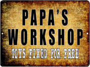 PAPA'S WORKSHOP Retro/Vintage Metal Plaque Sign Style Man Cave Garage Work Office