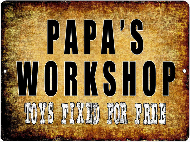 PAPA'S WORKSHOP Retro/Vintage Metal Plaque Sign Style Man Cave Garage Work Office