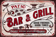PATIO BAR GRILL Retro/ Vintage Tin Metal Sign Man Cave, Wall Home Décor, Shed-Garage, and Bar