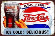 PEPSI DELICIOUS ADS Rustic Look Vintage Shed-Garage and Bar Man Cave Tin Metal Sign