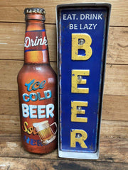 EAT DRINK BE LAZY BEER Vintage Beer Sign For Pub Metal Sign
