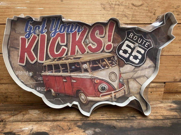 GET YOUR KICKS Vw Retro Sign For Garage Metal Sign