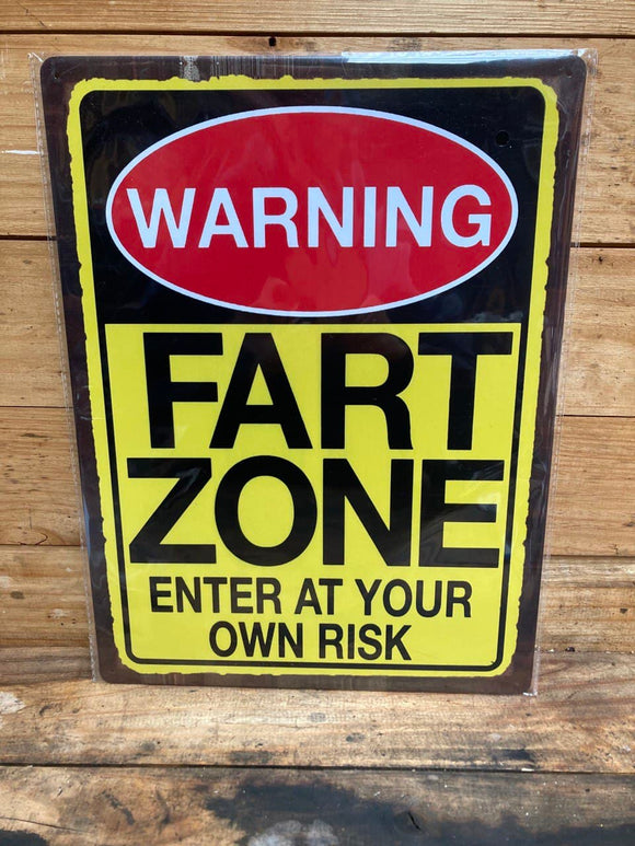 FARTZONE ENTER AT YOUR OWN RISK Funny Tin Metal Sign