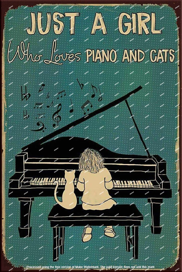 PIANO & CATS Retro/ Vintage Tin Metal Sign Man Cave, Wall Home Décor, Shed-Garage, and Bar