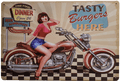 PIN UP TASTY BURGERS Metal Wall decoration American-style Decor - Tin Sign Factory Australia