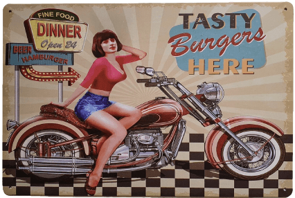 PIN UP TASTY BURGERS Metal Wall decoration American-style Decor
