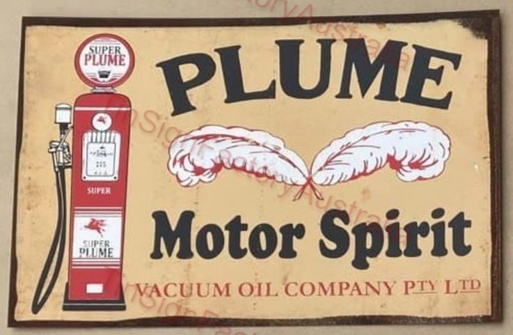 PLUME MOTOR SPIRIT 20x30 CM Sign | Screen Printed By AUSTRALIAN COMPANY - Tin Sign Factory Australia