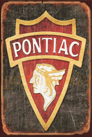 PONTIAC LOGO Vintage Retro Rustic Garage Wall Man Cave Metal Sign