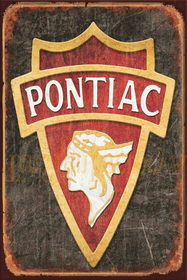 PONTIAC LOGO Vintage Retro Rustic Garage Wall Man Cave Metal Sign