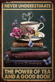 POWER OF TEA Retro/ Vintage Tin Metal Sign Man Cave, Wall Home Décor, Shed-Garage, and Bar