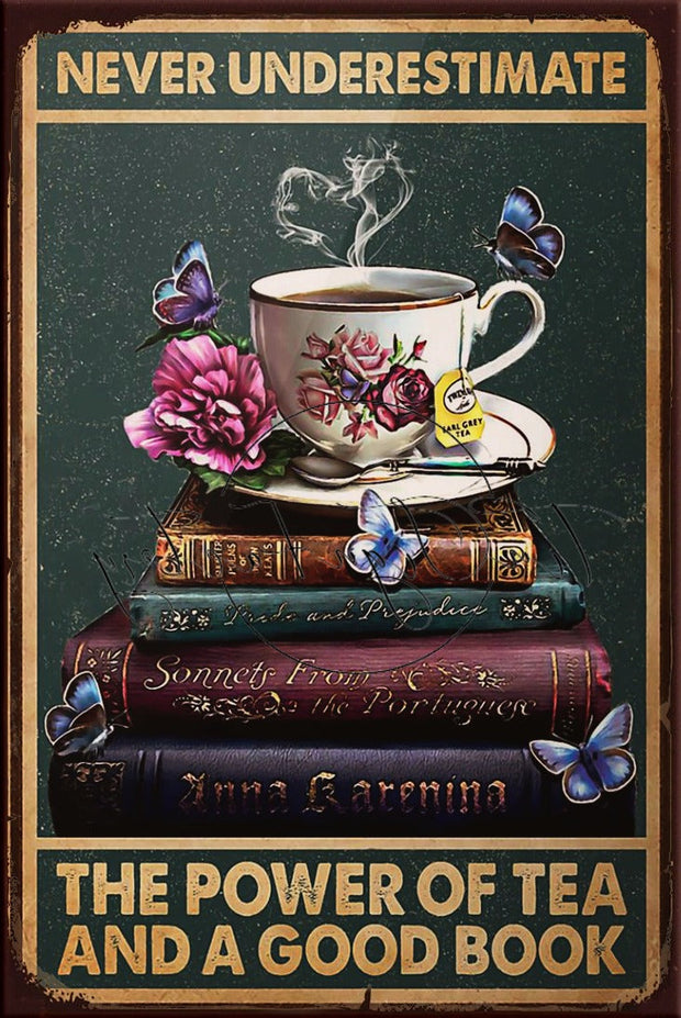 POWER OF TEA Retro/ Vintage Tin Metal Sign Man Cave, Wall Home Décor, Shed-Garage, and Bar
