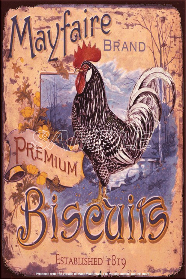 PREMIUM BISCUITS Retro/ Vintage Tin Metal Sign Man Cave, Wall Home Décor, Shed-Garage, and Bar