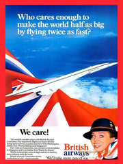 WE CARE BRITISH AIRWAYS Retro/Vintage Metal Plaque Sign Style Man Cave Garage