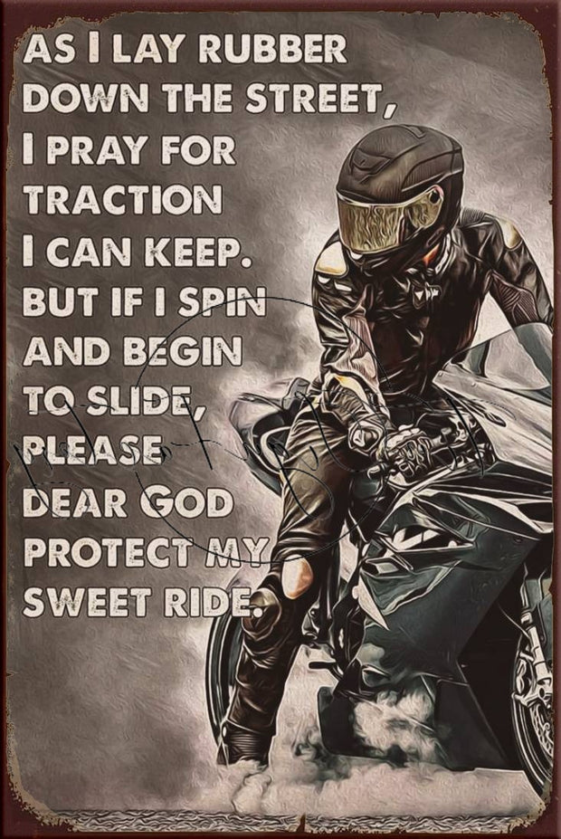 PROTECT MY SWEET RIDE Retro/ Vintage Tin Metal Sign Man Cave, Wall Home Décor, Shed-Garage, and Bar