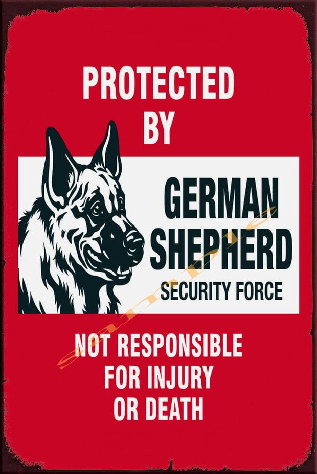 GERMAN SHEPHERD PROTECTED Retro/ Vintage Tin Metal Sign Man Cave, Wall Home Décor, Shed-Garage, and Bar