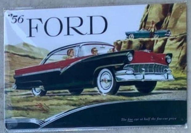 1956 FORD PASSENGER CAR Historic Dealership Sales Brochure Metal Sign Tin Plaque Home Wall Decor