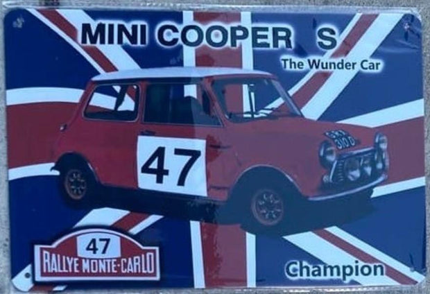 MINI COOPER S Vintage Retro Metal Garage Wall Sign Poster Man Cave Monte Carlo Home Wall Decor