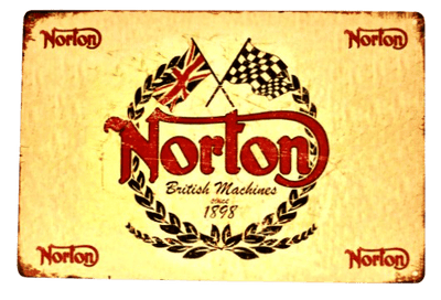 NORTON BRITISH MOTORCYCLES Vintage Style Advertisement UK FlagTin Metal Sign